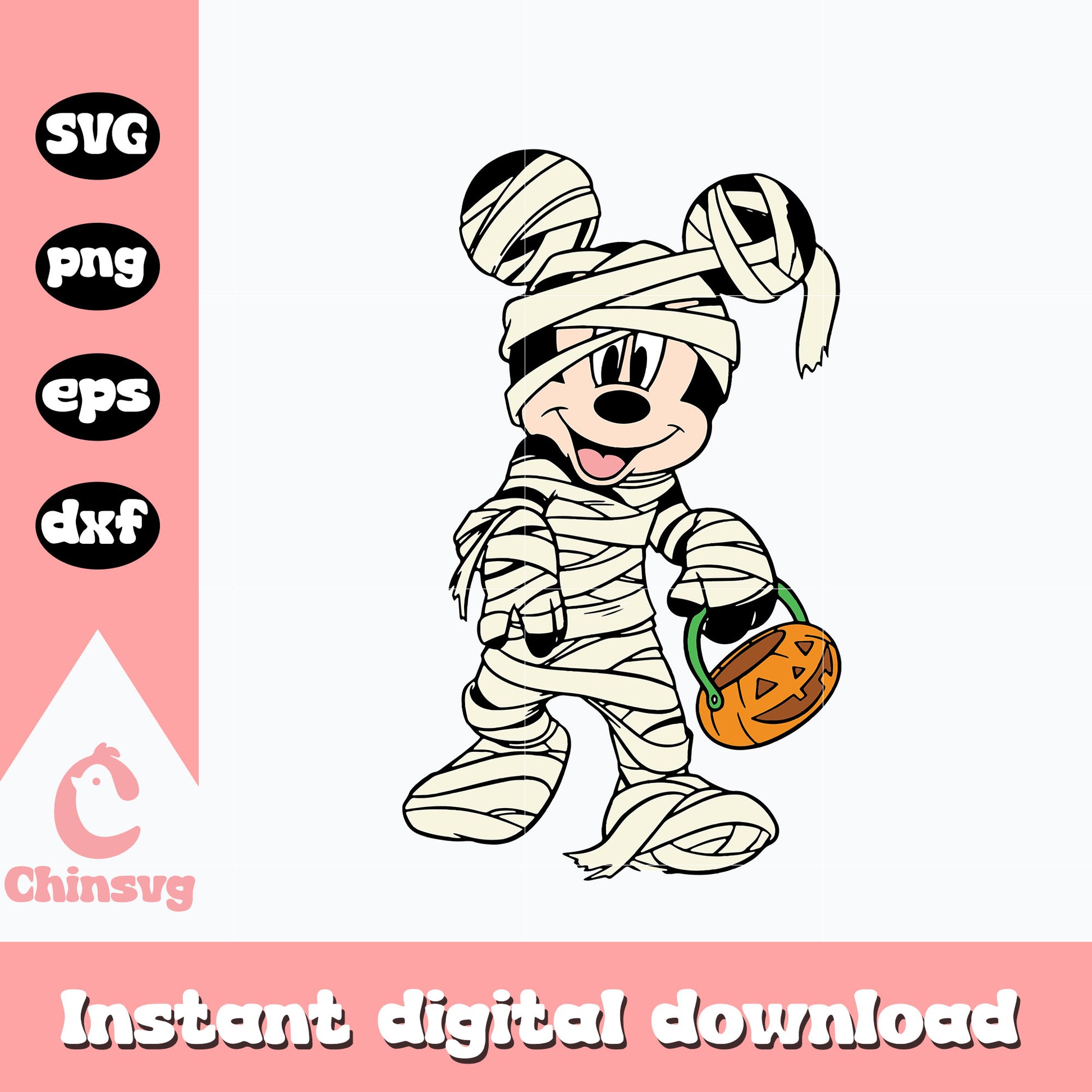 Mickey mouse mummy Svg, Halloween Svg, Instant Download