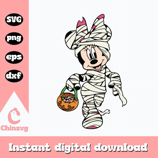 Minnie mouse mummy Svg, Halloween Svg, Instant Download