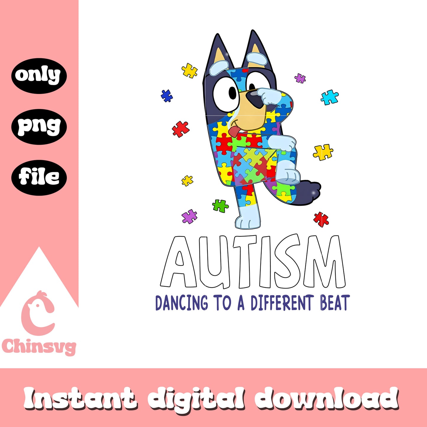 Bluey autism dancing to a difficult beat png, autism awareness png