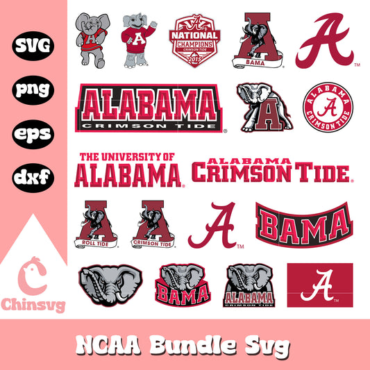 Alabama Crimson Tide logo bundle design svg, ncaa logos​ svg