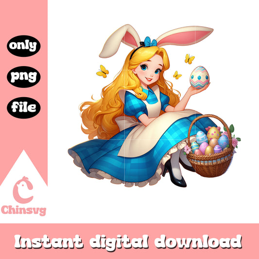 Alice character bunny ears png, easter day png, disney easter png