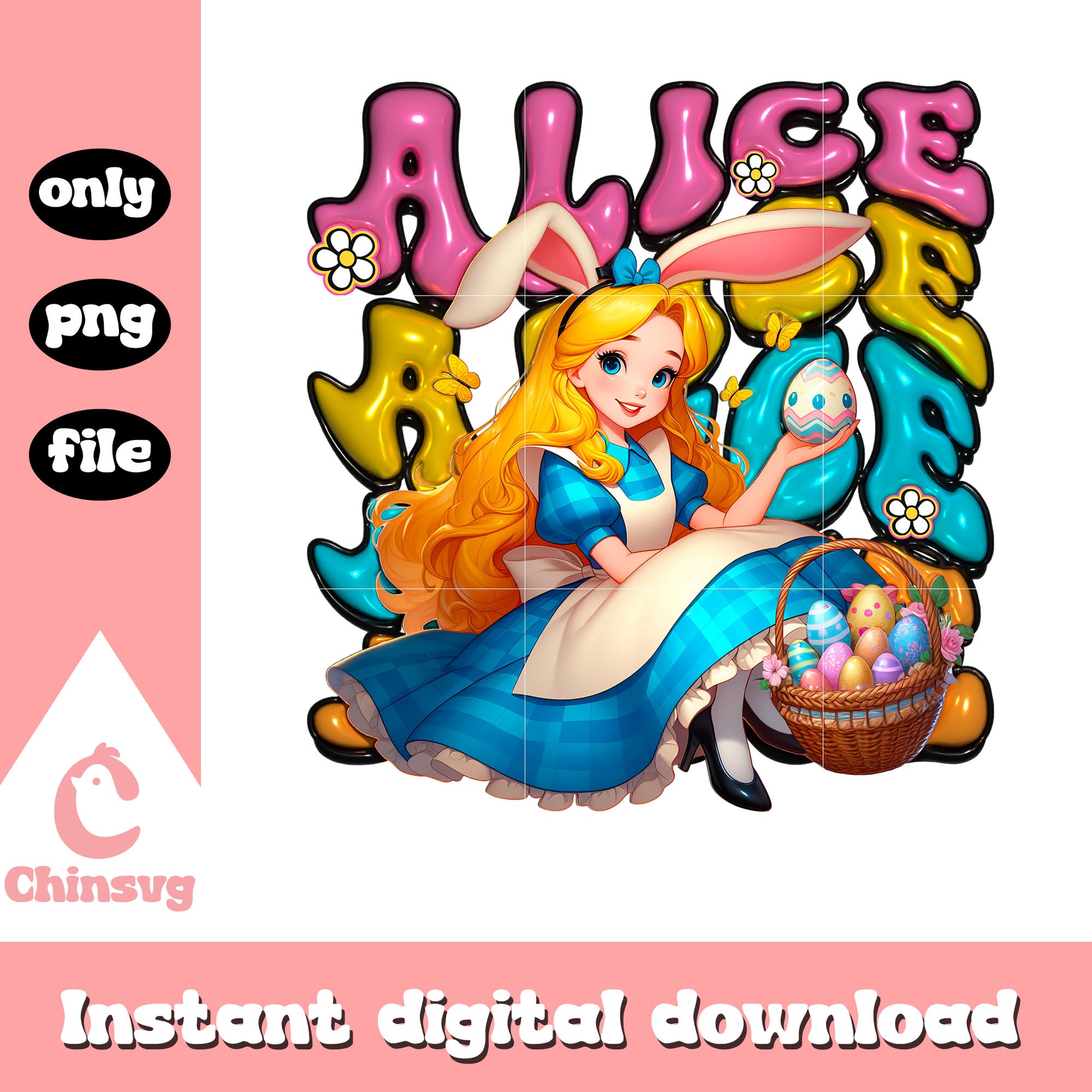 Alice wave font png, disney princess png, easter day png