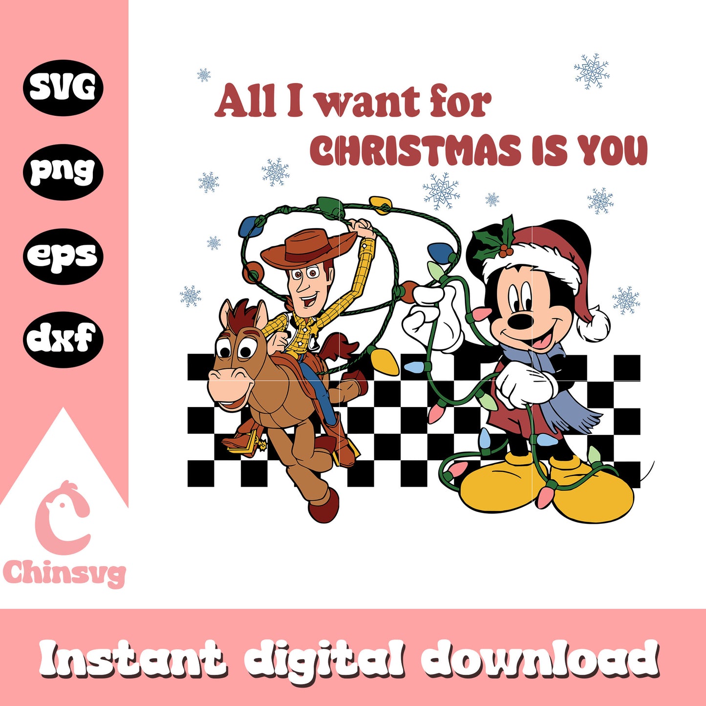 All I want for christmas is you svg, toy story svg, mickey svg