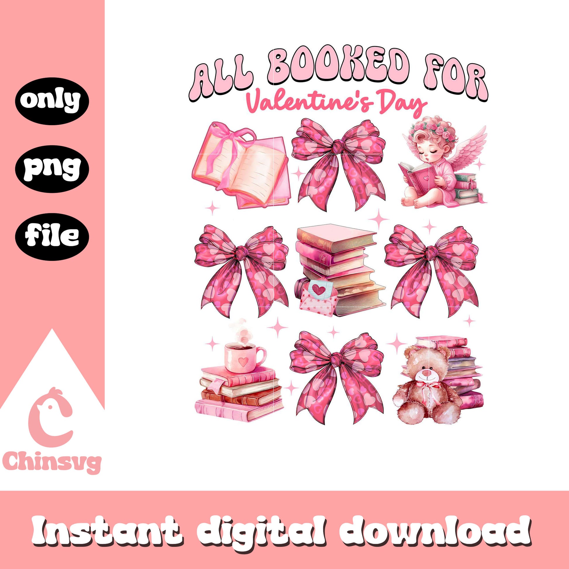 All booked for valentine's day png, valentine book png