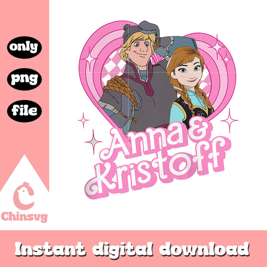 Anna and Kristoff pink heart png, frozen characters png