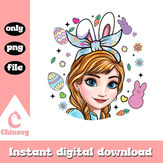 Anna easter bunny ears png, easter day png, disney princess png