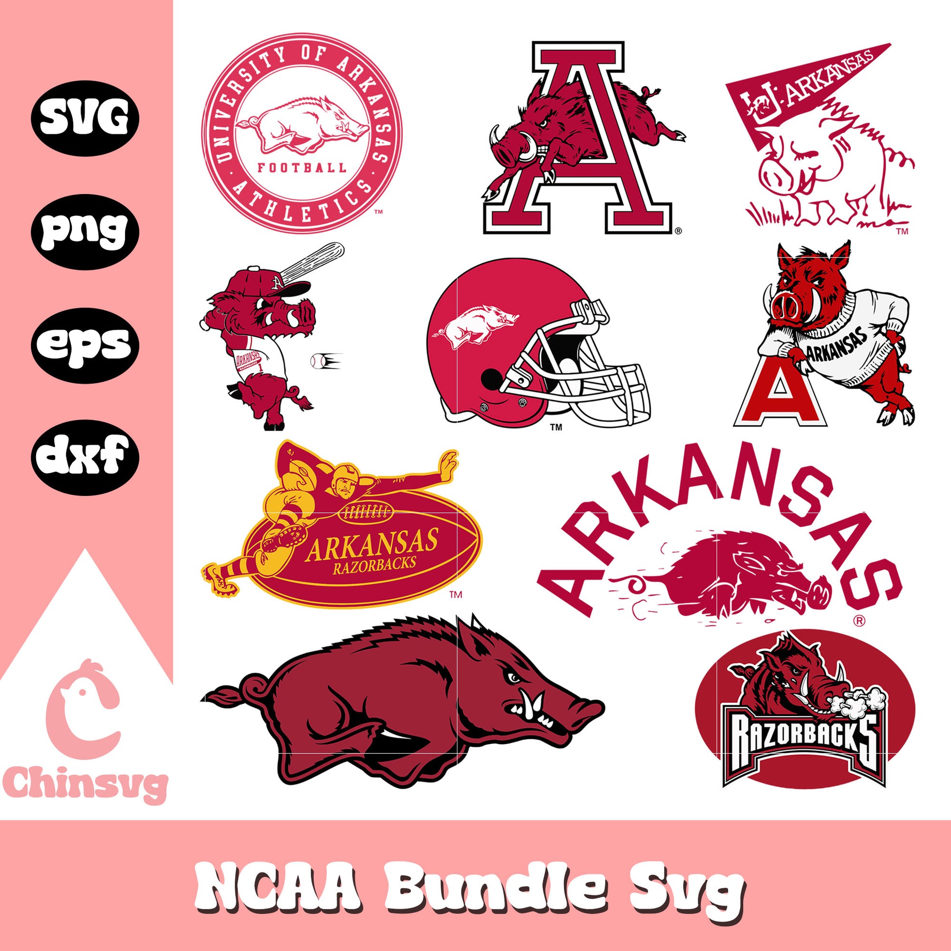 Arkansas Razorbacks logo bundle svg, arkansas razorback football​ svg