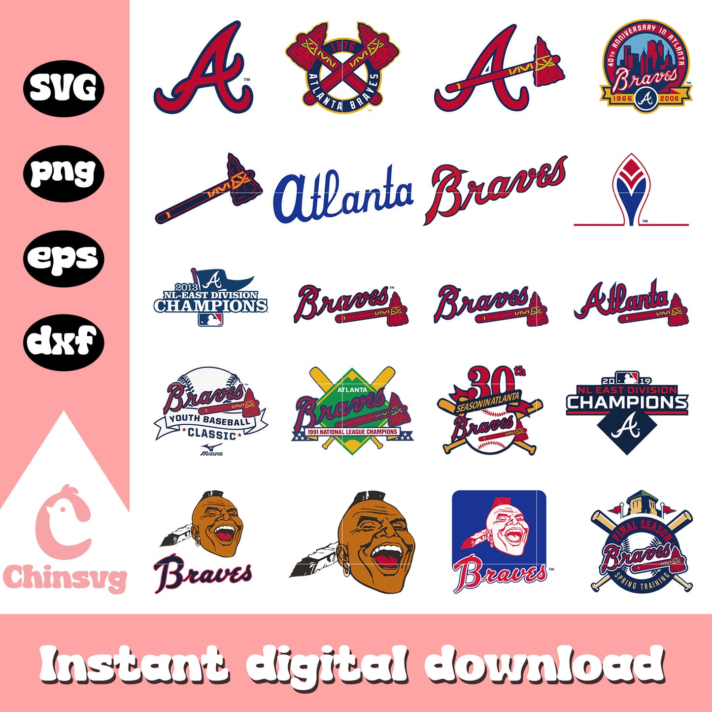 Atlanta braves logo design bundle svg, atlanta braves​ svg