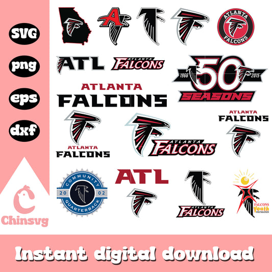 Atlanta falcons logo bundle design svg, atlanta falcons​ svg