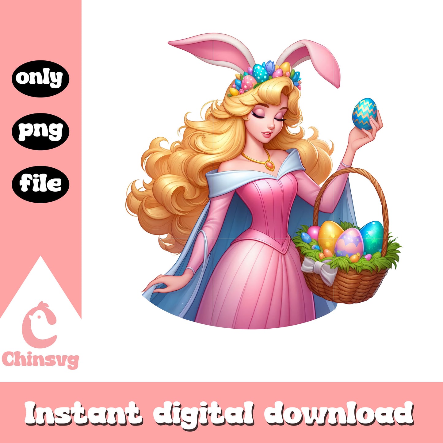 Aurora bunny easter eggs png, easter eggs png, disney princess png