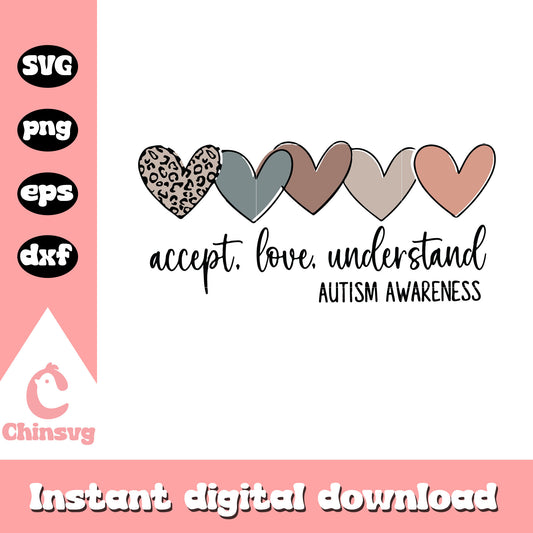 Autism accept understand love svg, autism awareness quote svg