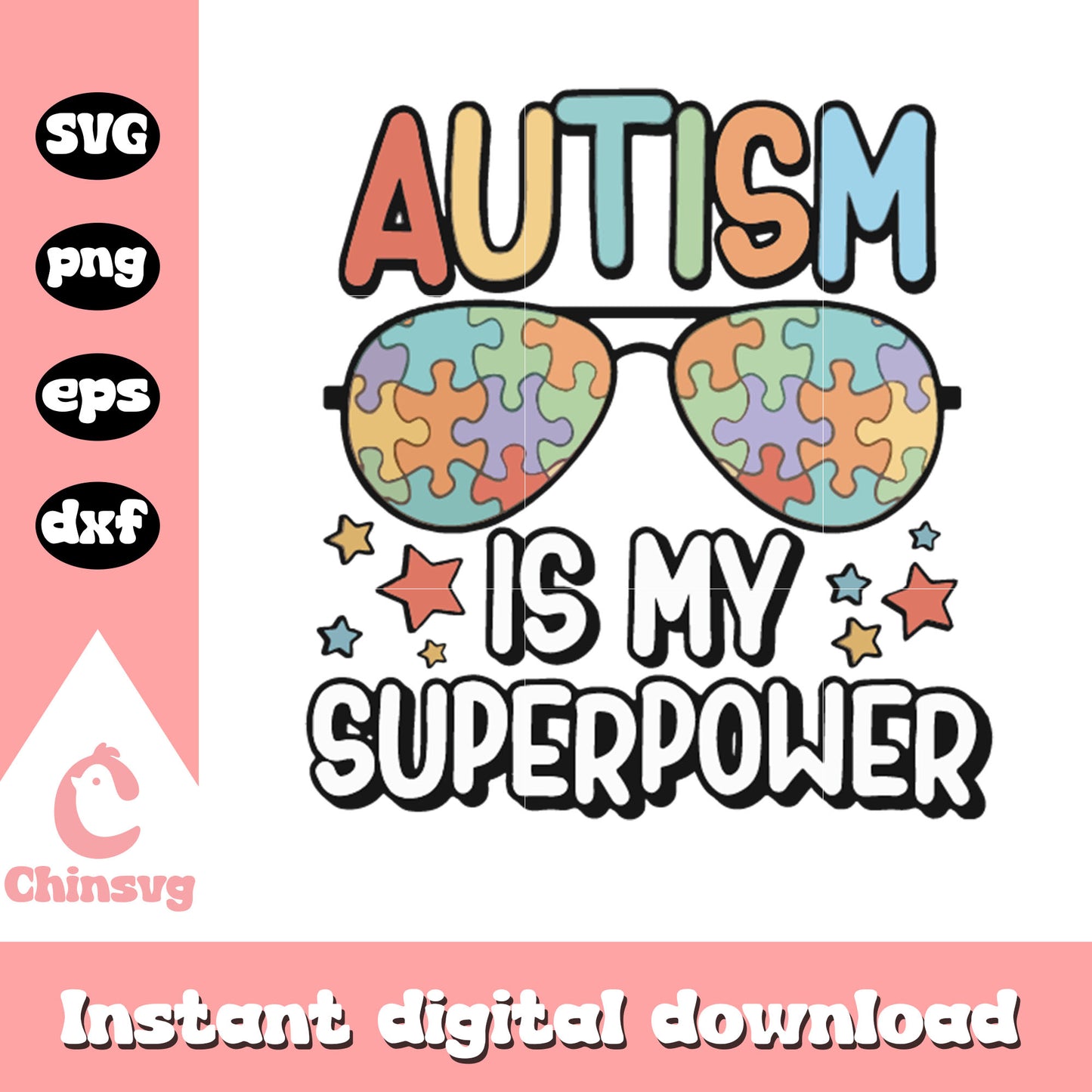 Autism is my superpower glasses svg, autism awareness svg