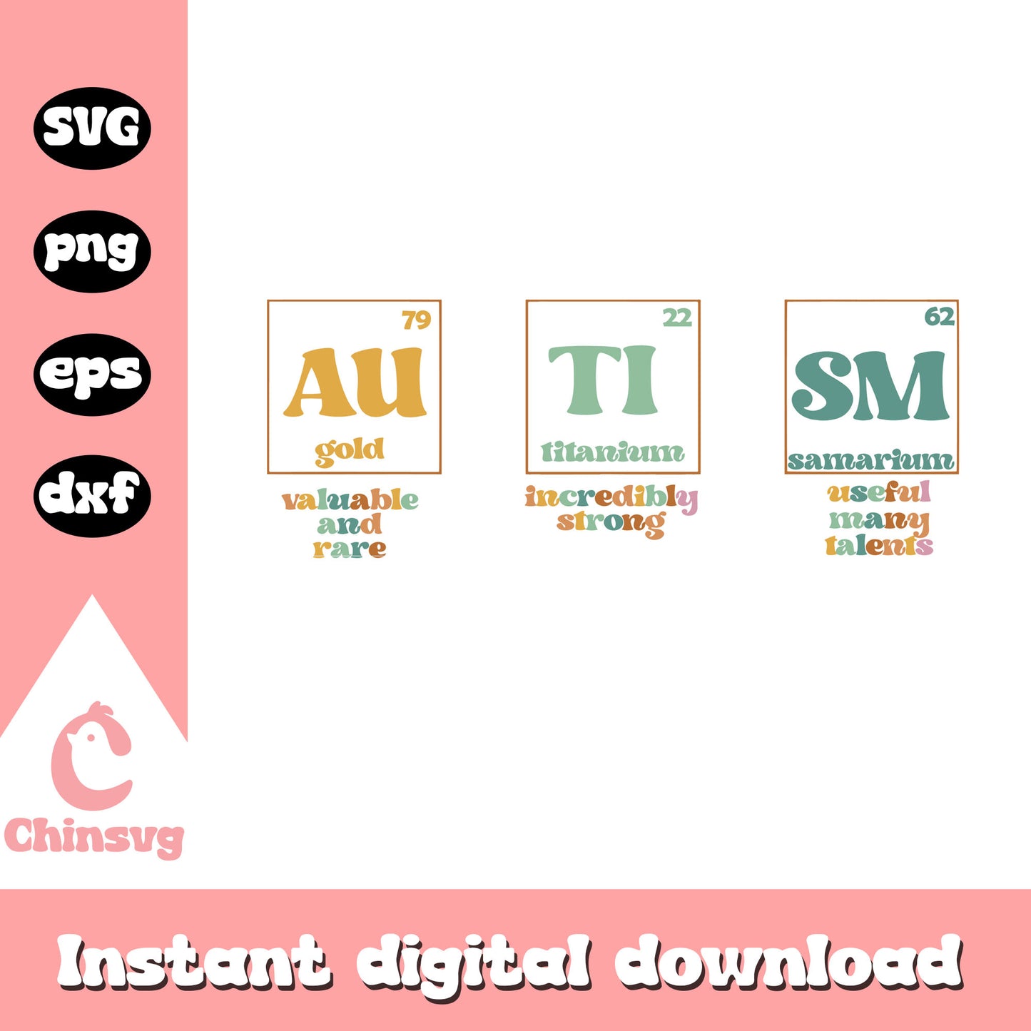 Autism periodic table valuable and rare svg, autism awareness day svg