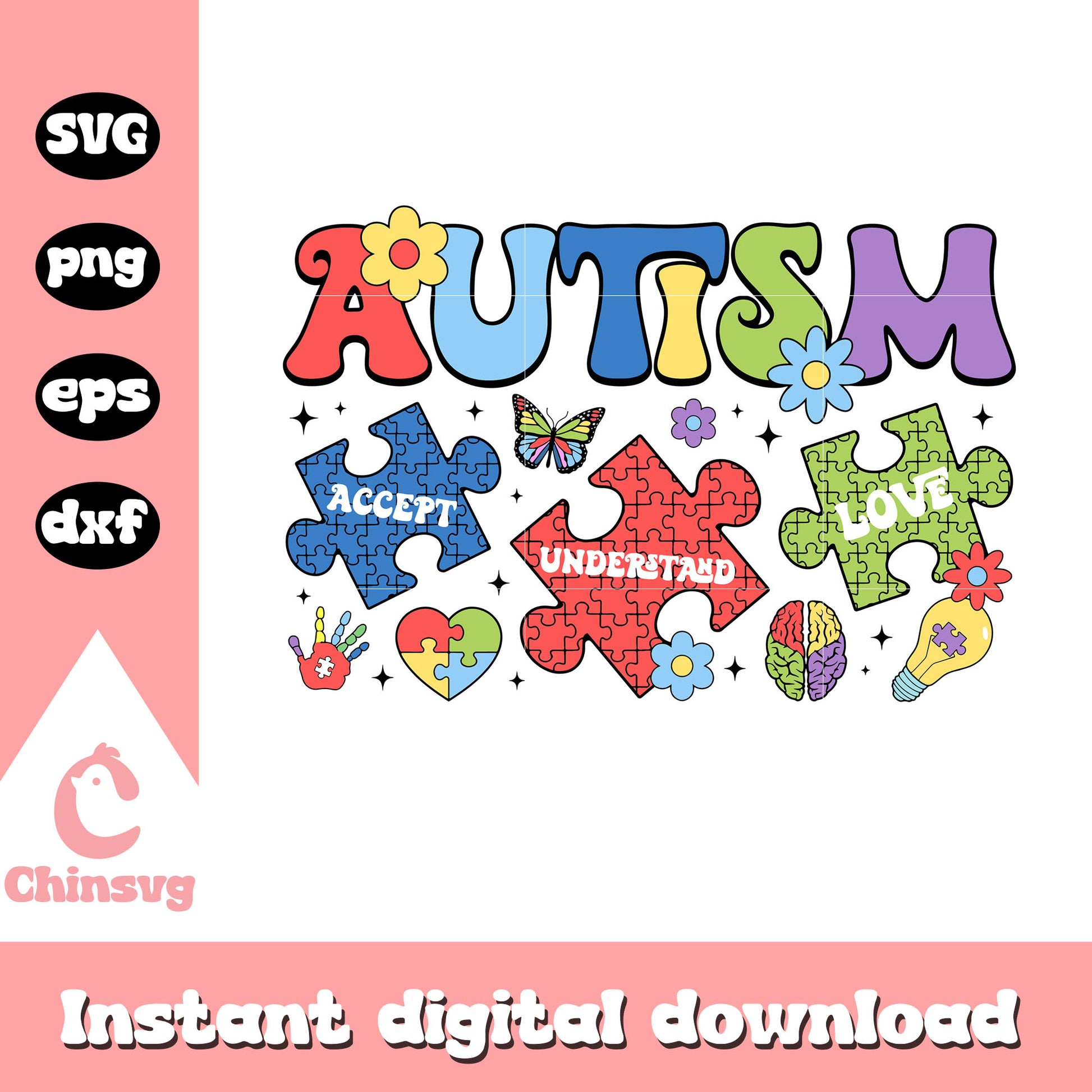 Autism puzzle piece design svg, autism awareness month svg