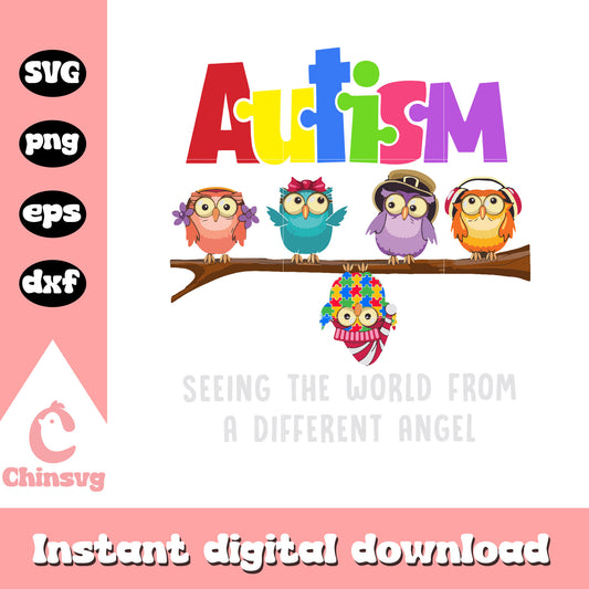 Autism seeing the world from a different angel svg, autism awareness svg