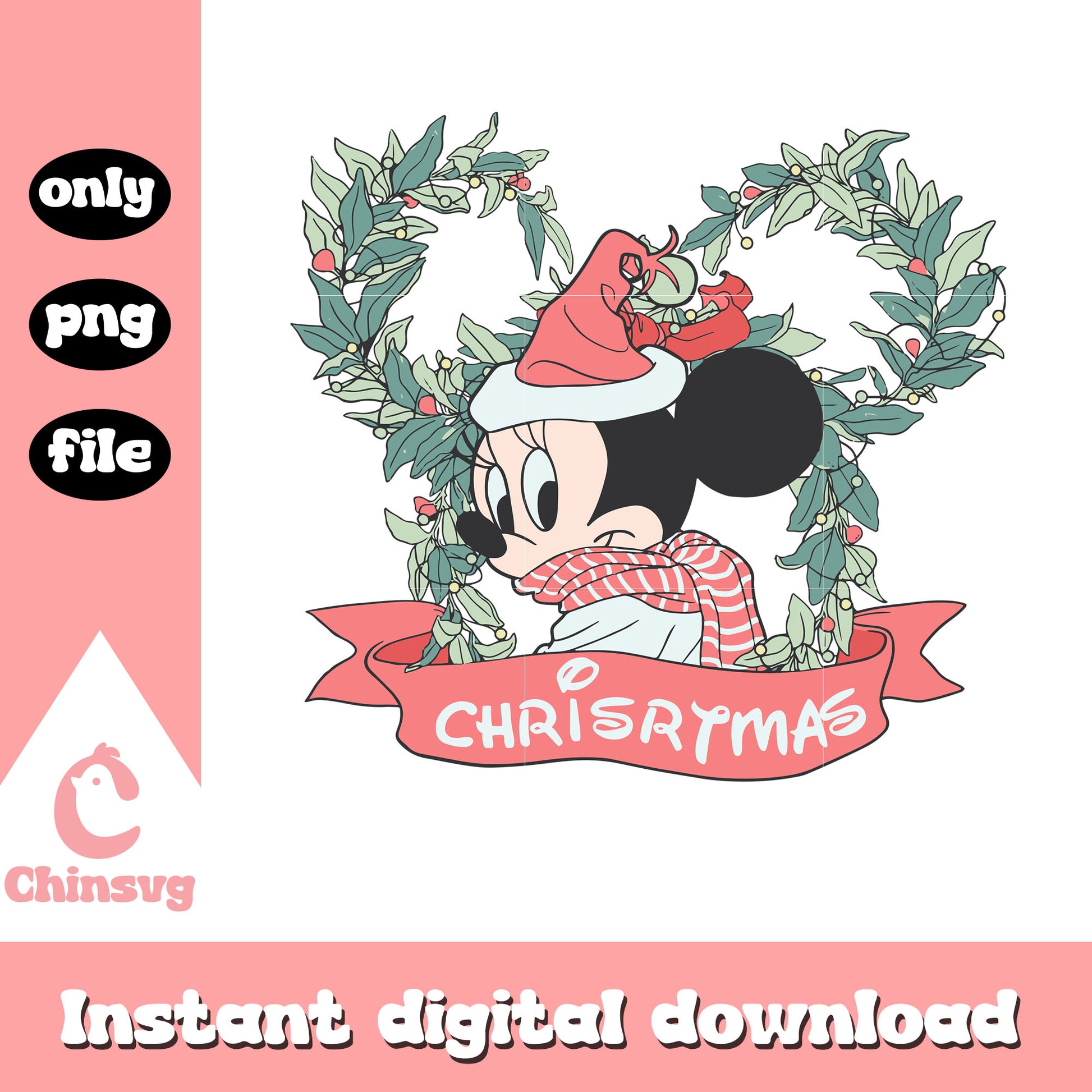 Baby minnie mouse christmas design png, minnie mouse christmas png