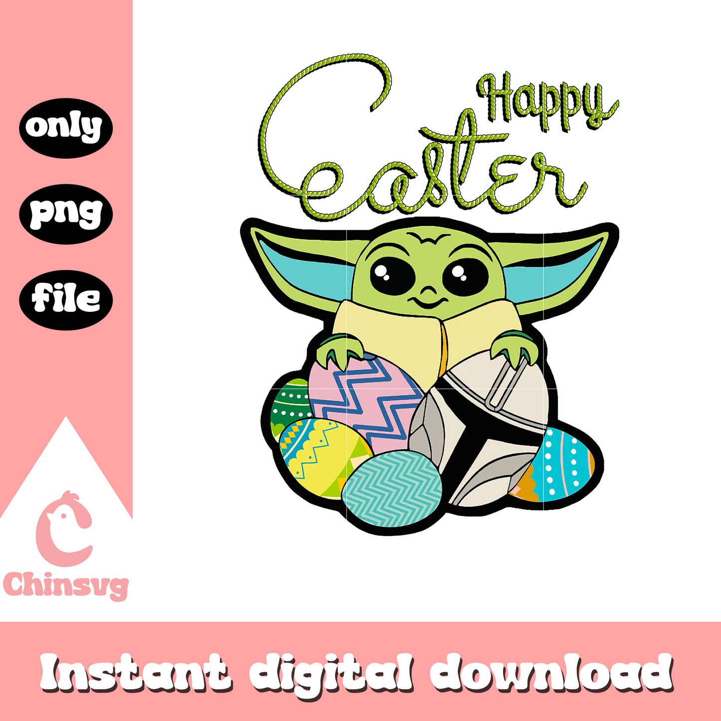 Baby yoda happy easter png, easter day png, baby yoda png