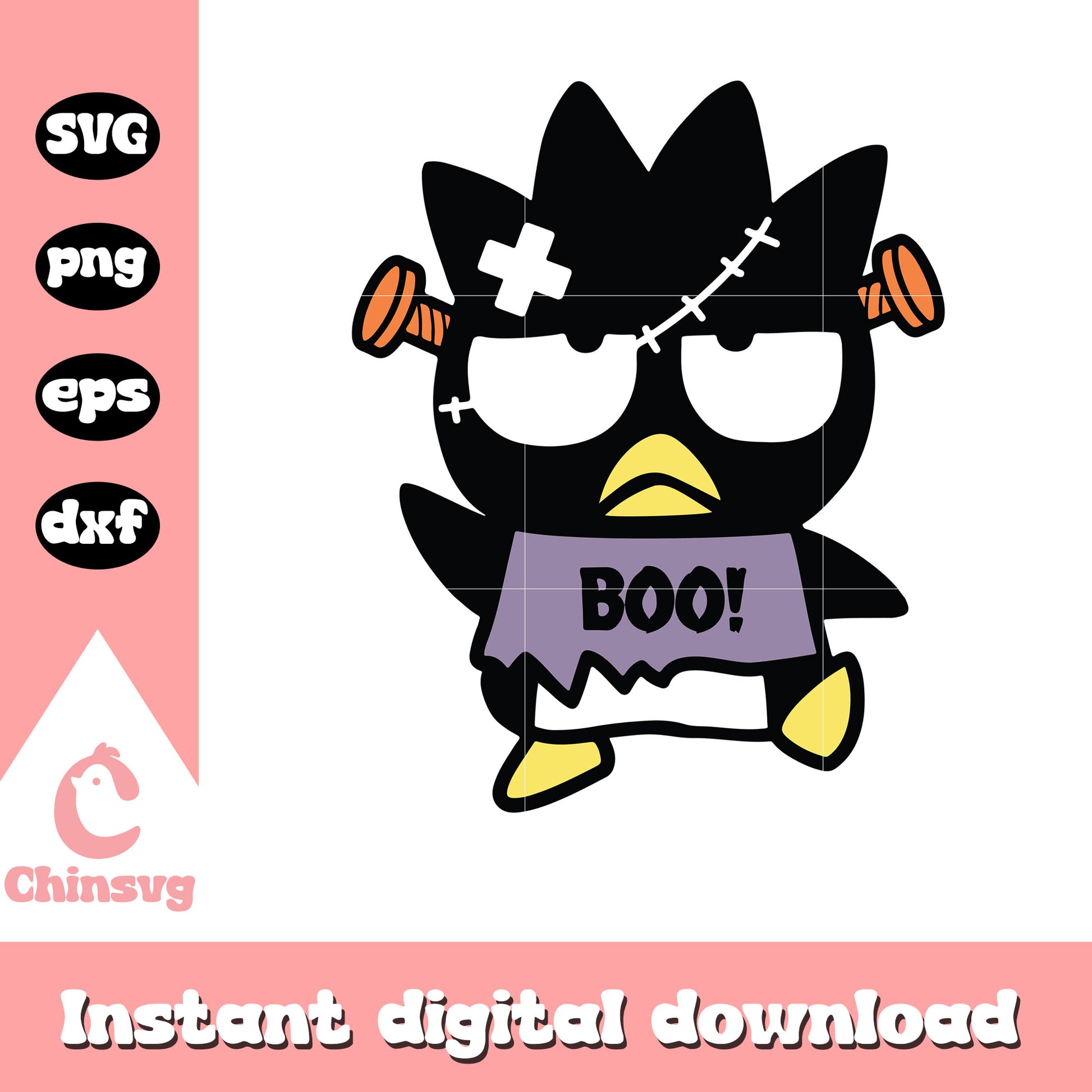 Badtemaru boo halloween design svg, halloween hello kitty svg