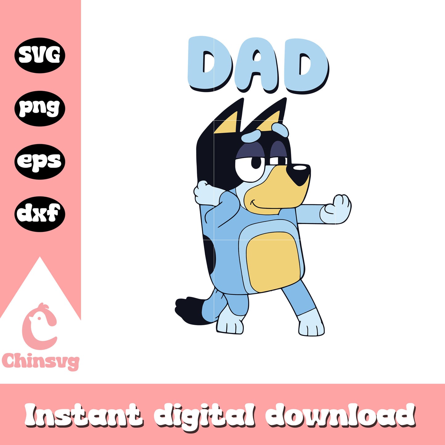 Bandit dad dancing svg, bluey dad character svg, dance mode svg