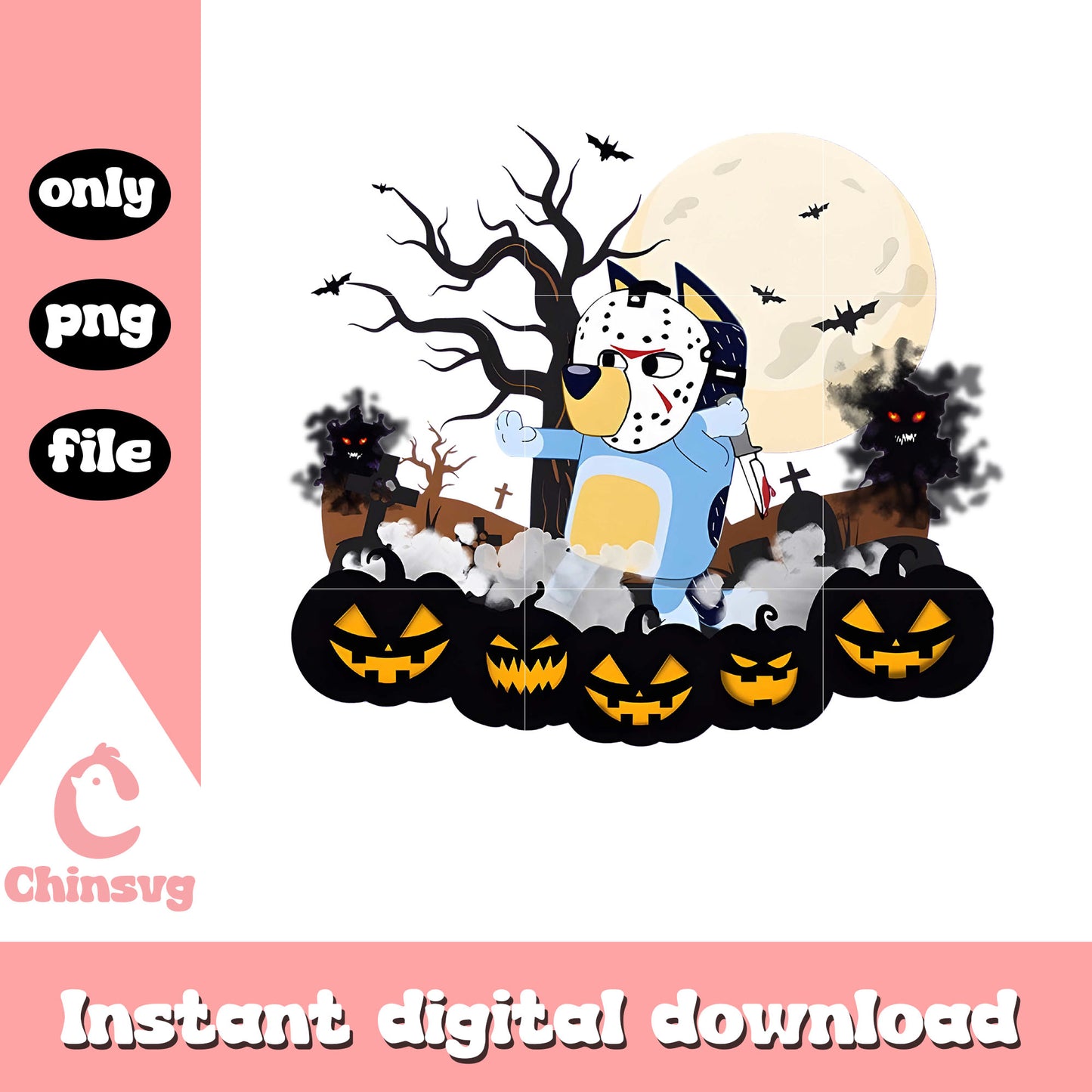 Bandit heeler jason voorhees halloween png, bluey halloween png