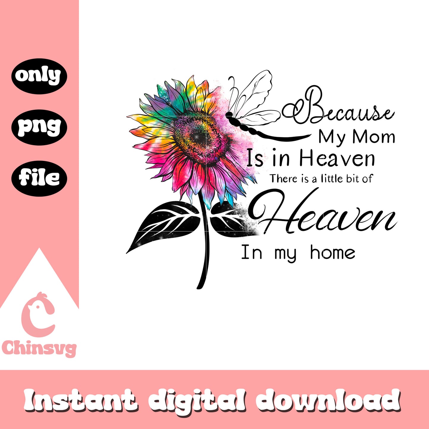 Because my mom is in my heaven png, angel png, mom png