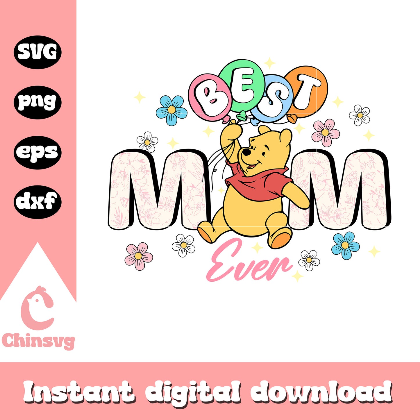 Best mom ever svg, winnie the pooh svg, disney character svg