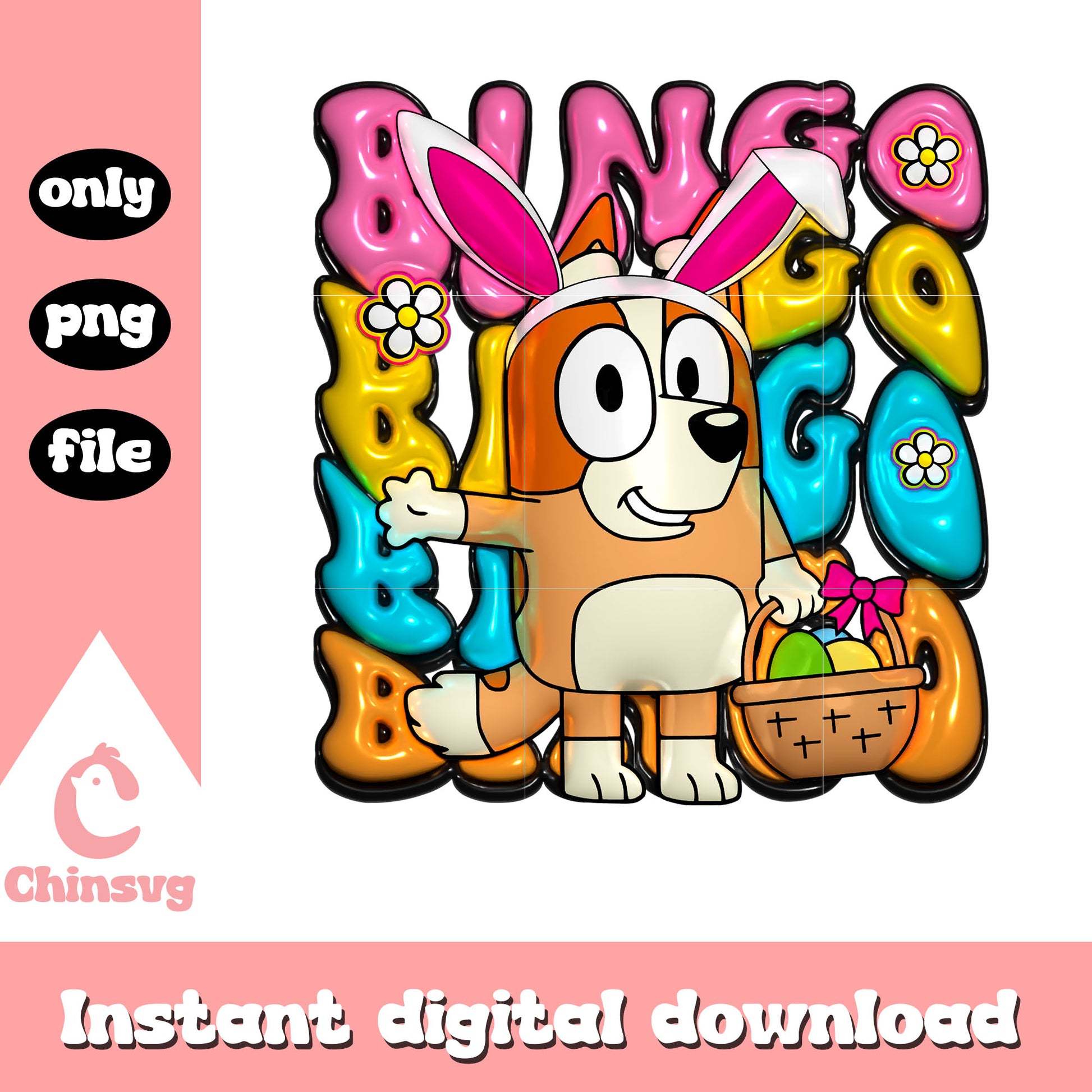 Bingo bunny ears easter day png, easter bunny png, bingo png