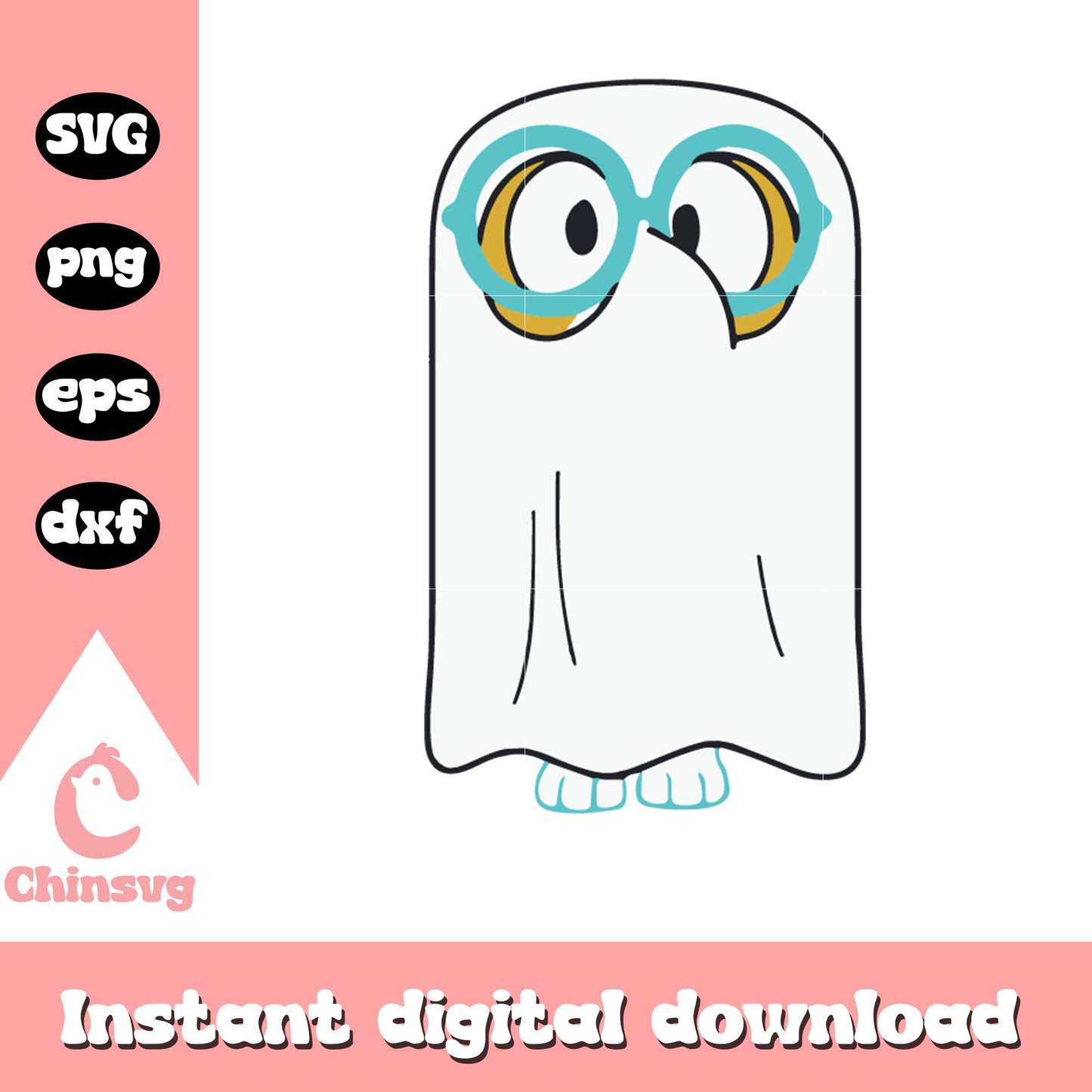 Bingo cosplay ghost svg, bluey cartoon svg, halloween svg