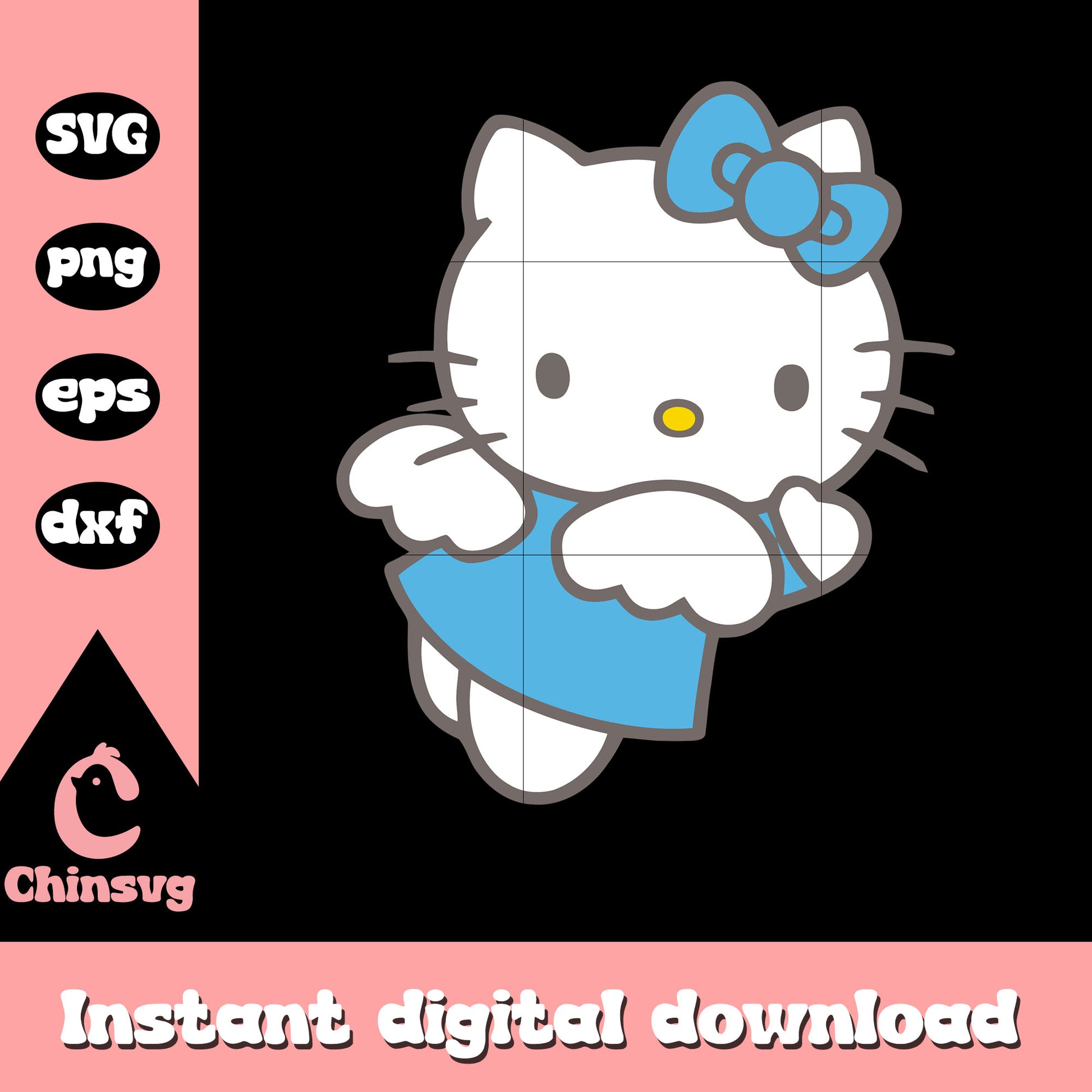 Blue angel hello kitty cat svg, hello kitty blue angel svg