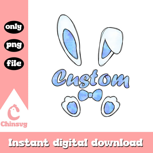 Blue bunny rabbit costom design png, easter bunny clipart​ png