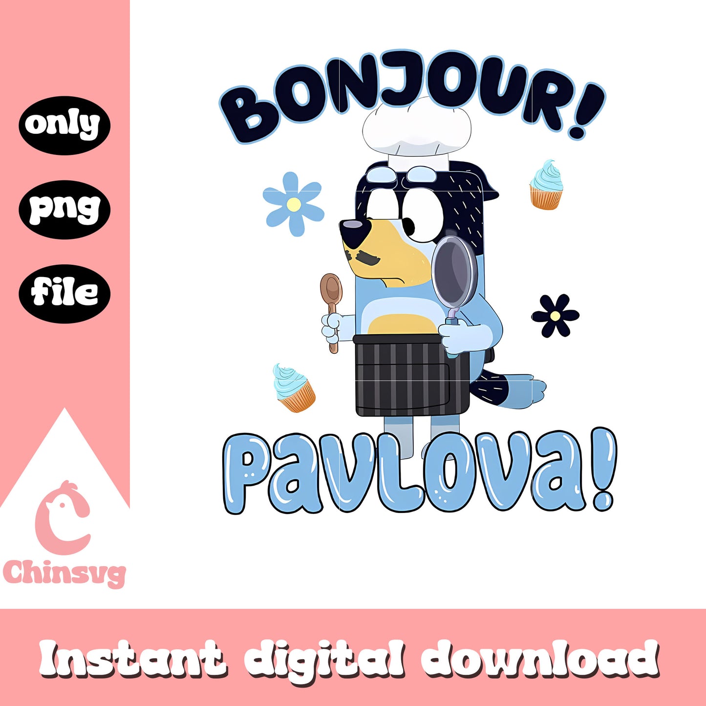 Bluey Bandit dad bonjour pavlova png, dad cooks png, bluey dad png