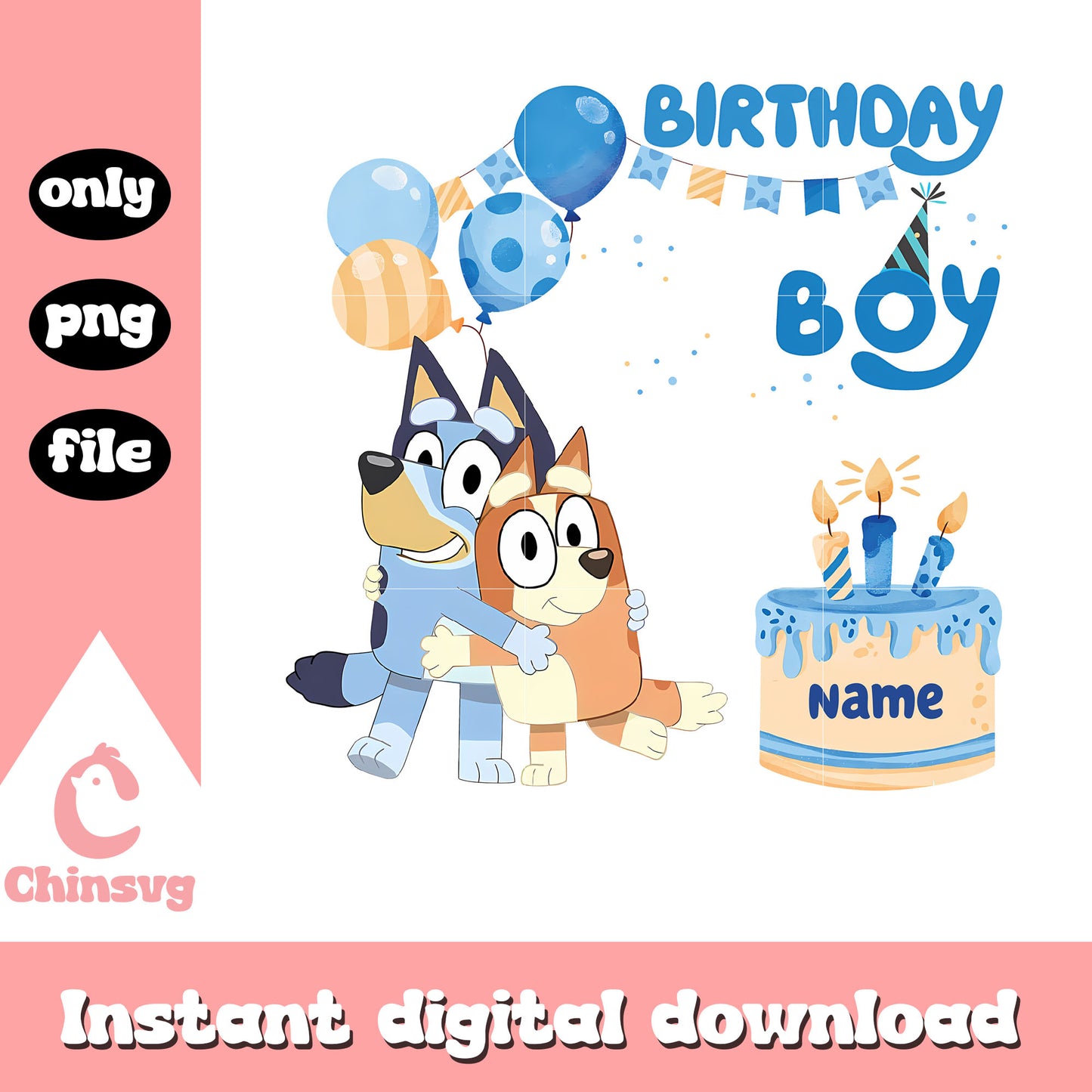 Bluey Bingo birthday boy png, happy birthday png, bluey birthday png