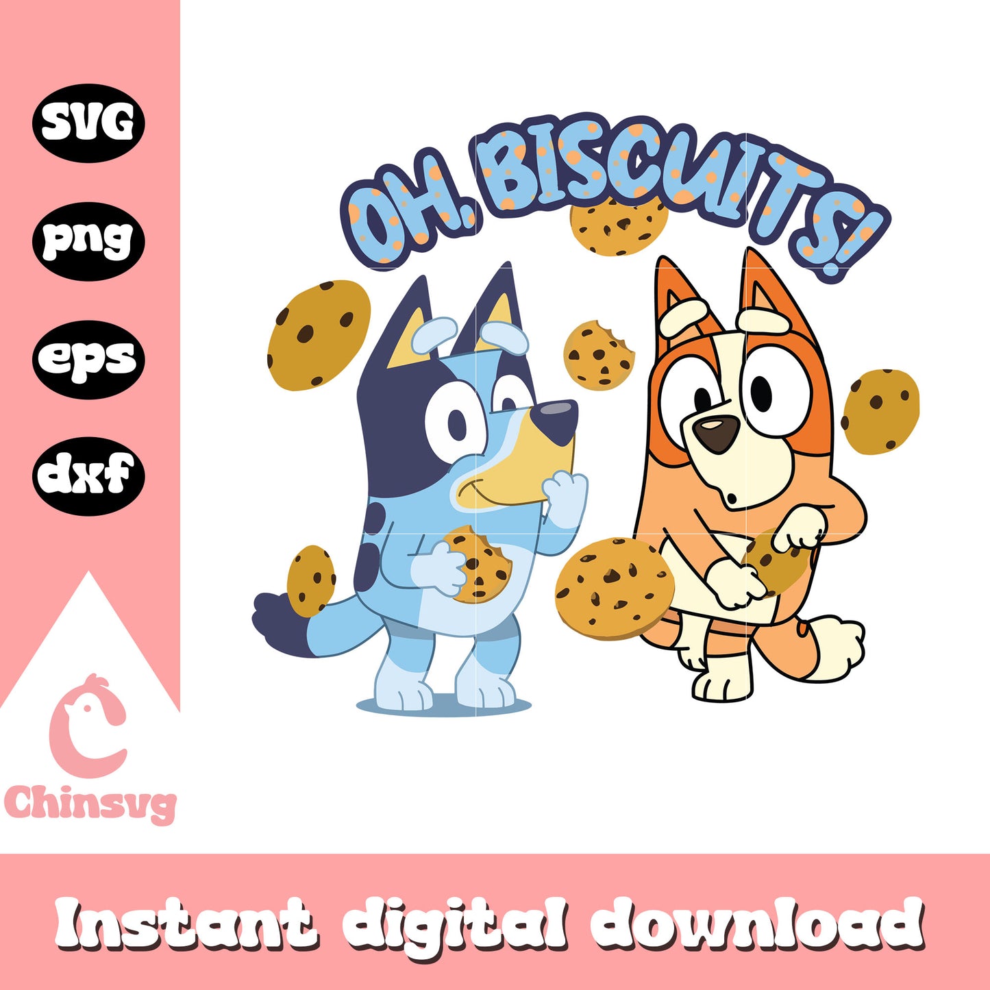 Bluey Bingo dog oh biscuits svg, oh biscuits bluey svg