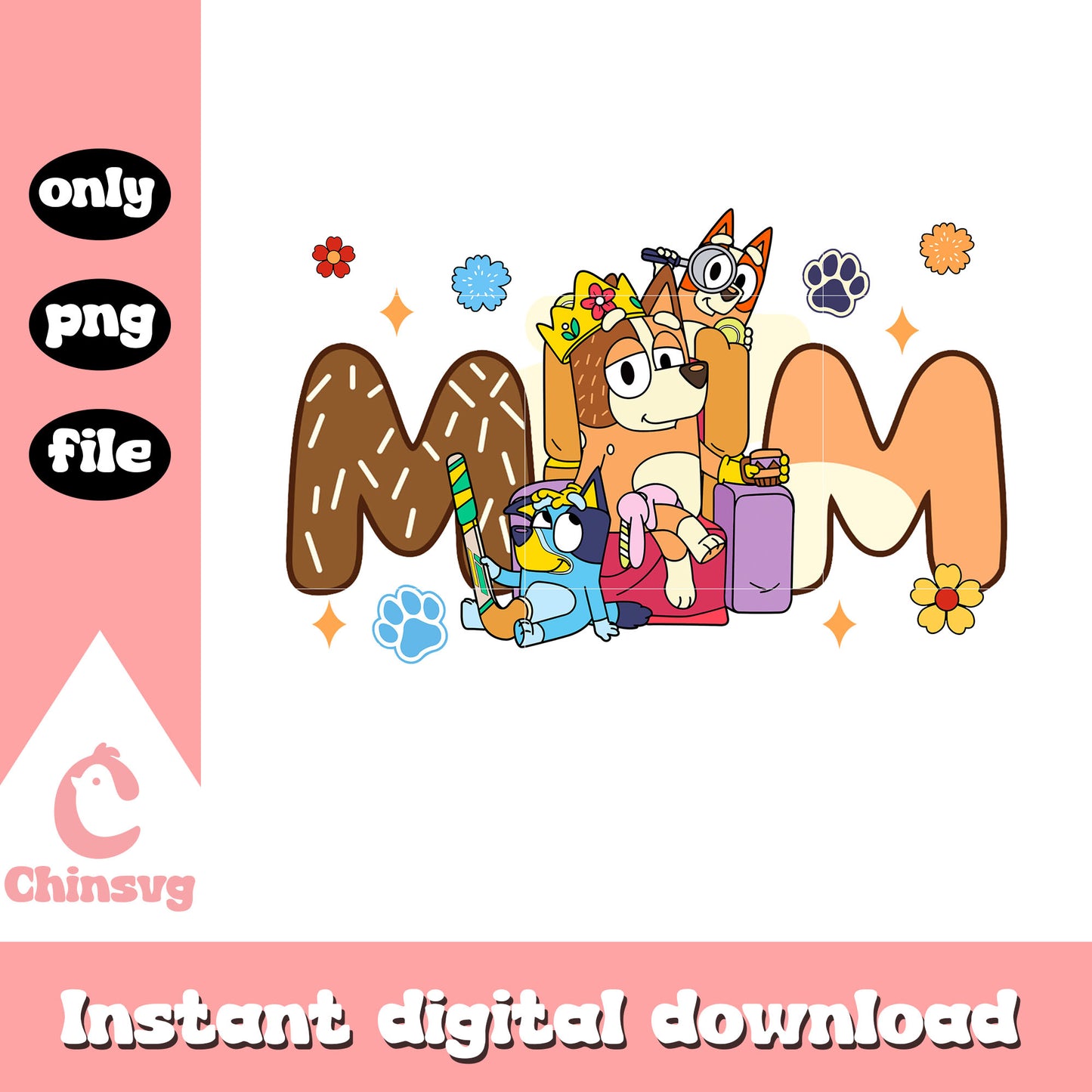 Bluey Chilli queen mom png, Bluey Bingo mom png, cartoon png