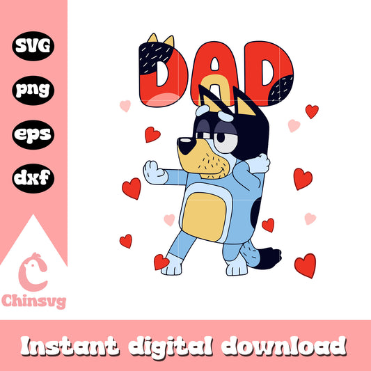 Bluey's dad Bandit Heeler design svg, bluey valentine svg