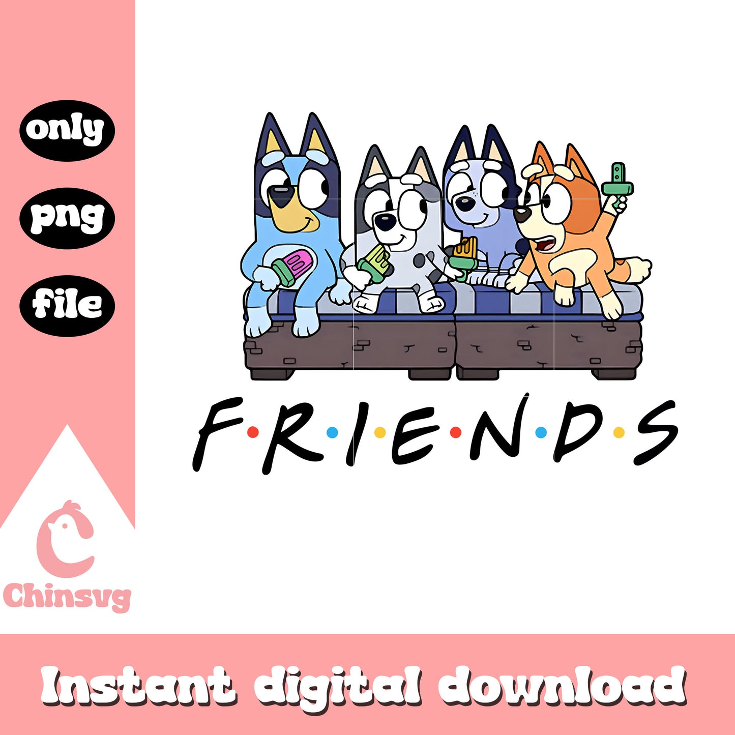 Bluey and friends ice cream png, friends cartoon png, bluey png