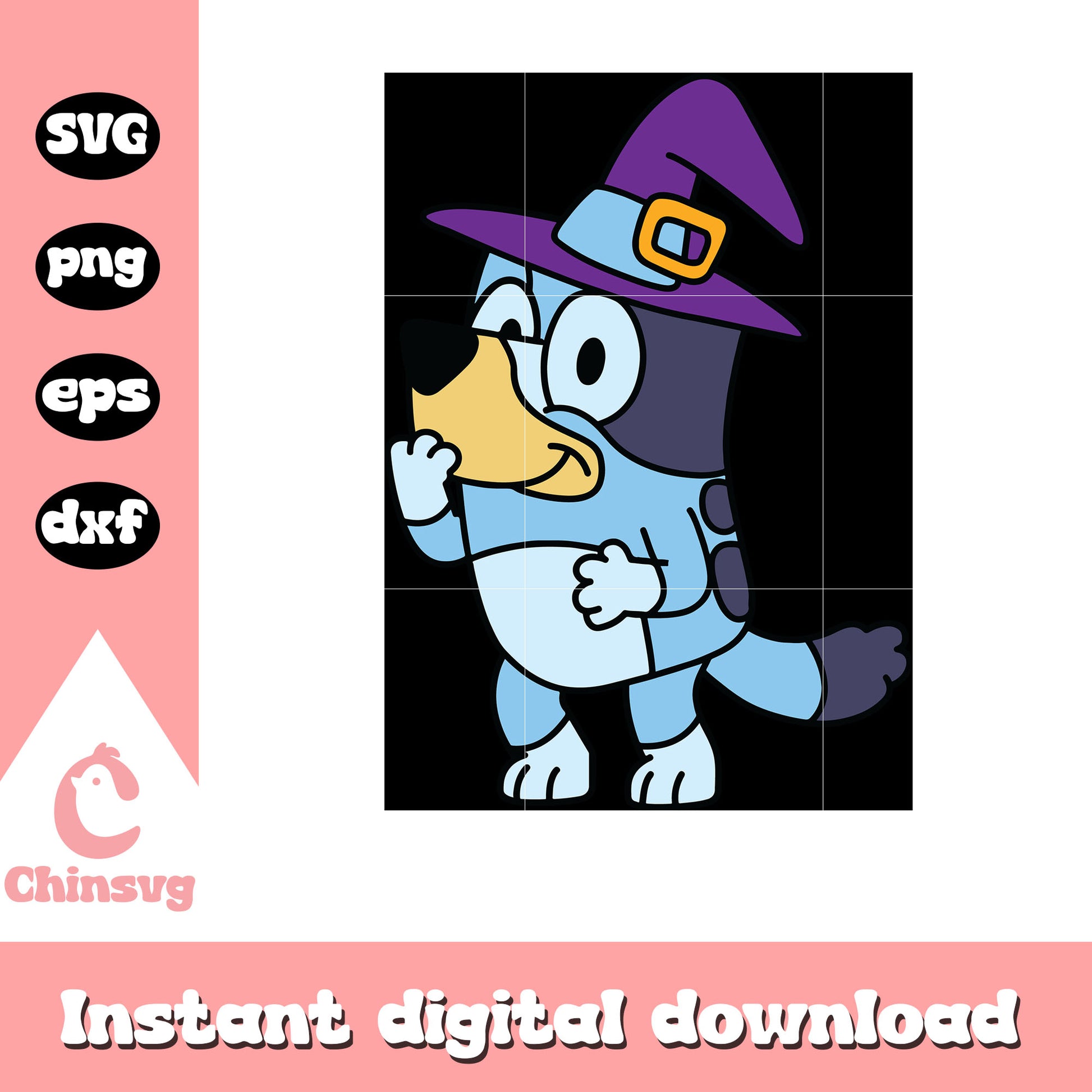 Bluey character witch hat svg, bluey svg, halloween svg