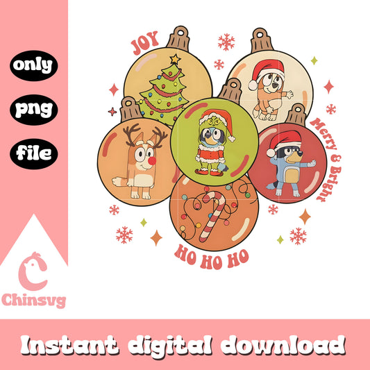 Bluey christmas bauble ho ho ho merry & bright png, merry christmas png