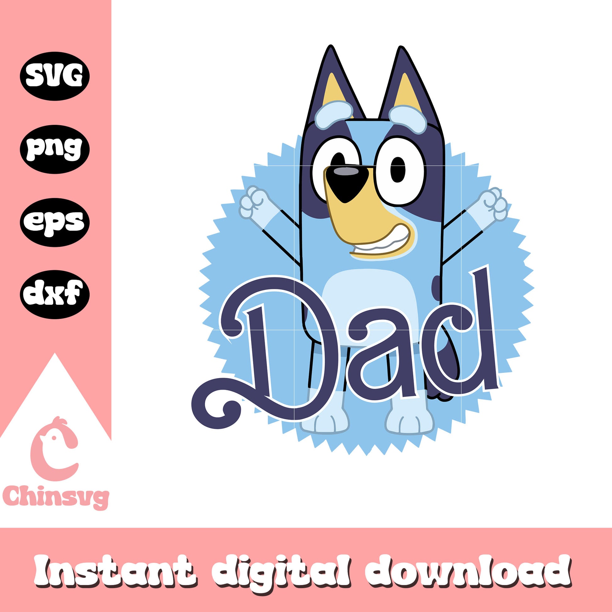 Bluey dad character svg, cartoon svg, bluey characters svg