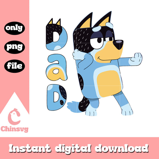 Bluey dad dancing design png, Bandit Heeler dad png, dad png