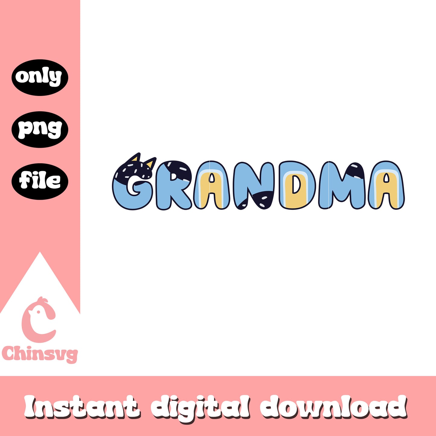 Bluey font grandma png, bluey cast png, font design png