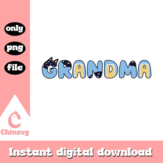 Bluey font grandma png, bluey cast png, font design png