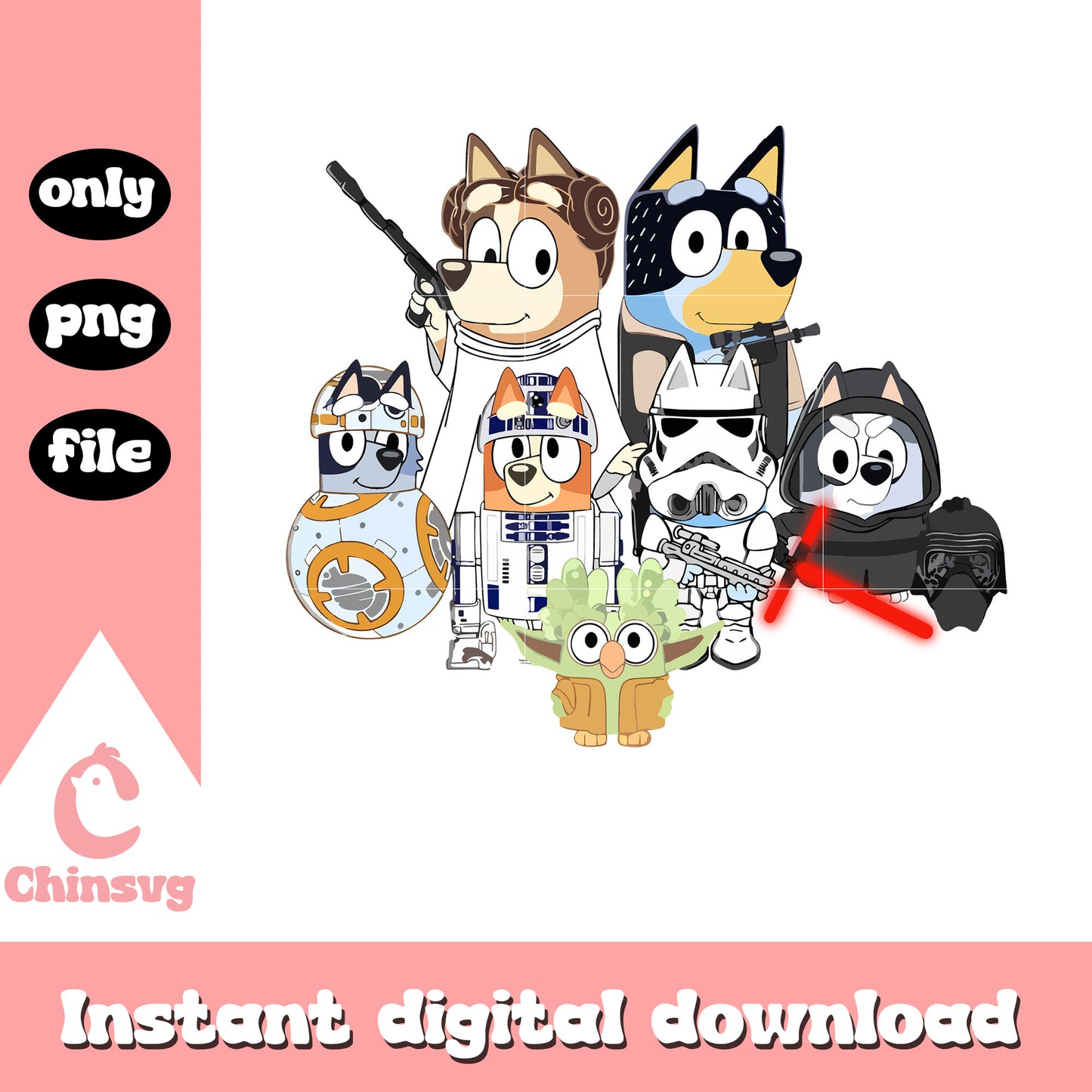 Bluey friends star wars costume png, Bluey halloween png