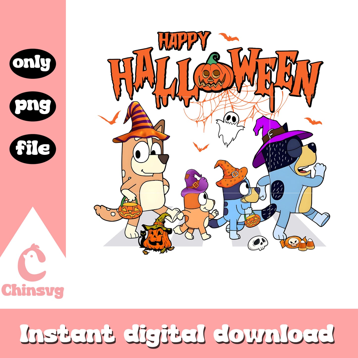 Bluey happy halloween png, bluey family's members png, bluey png