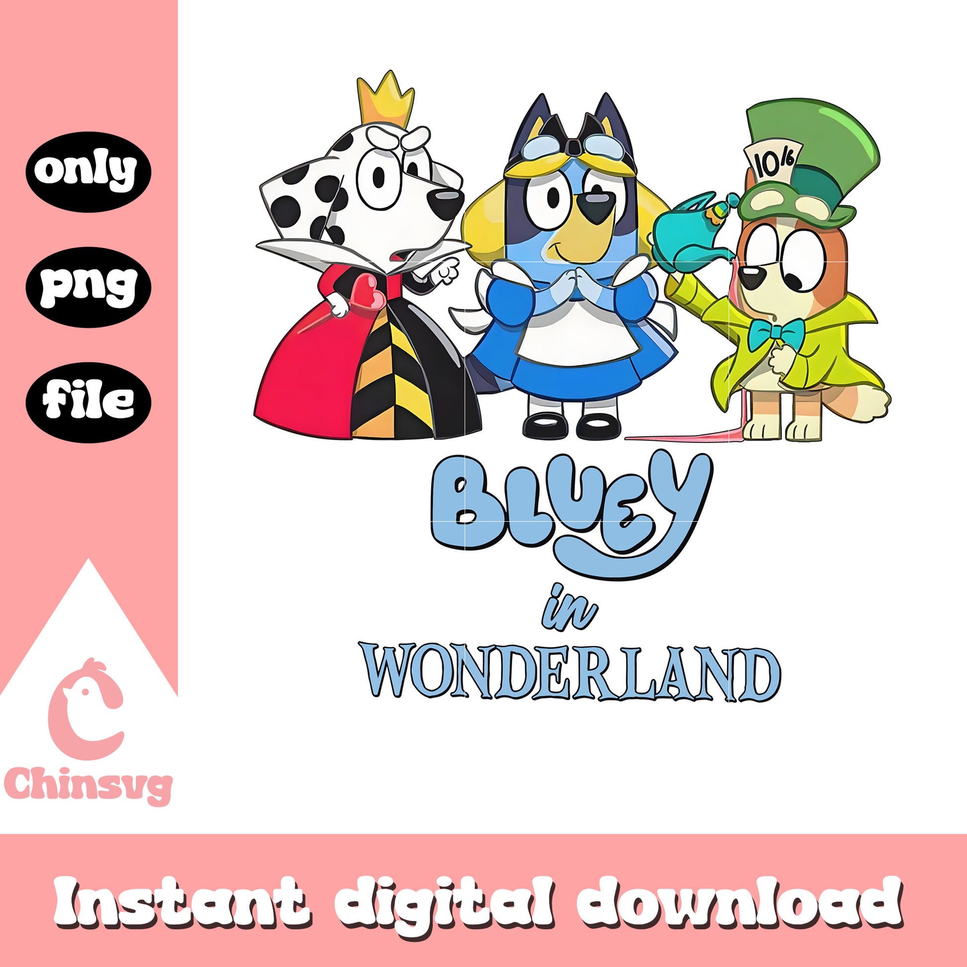 Bluey in wonderland png, wonderland png, bluey costume png