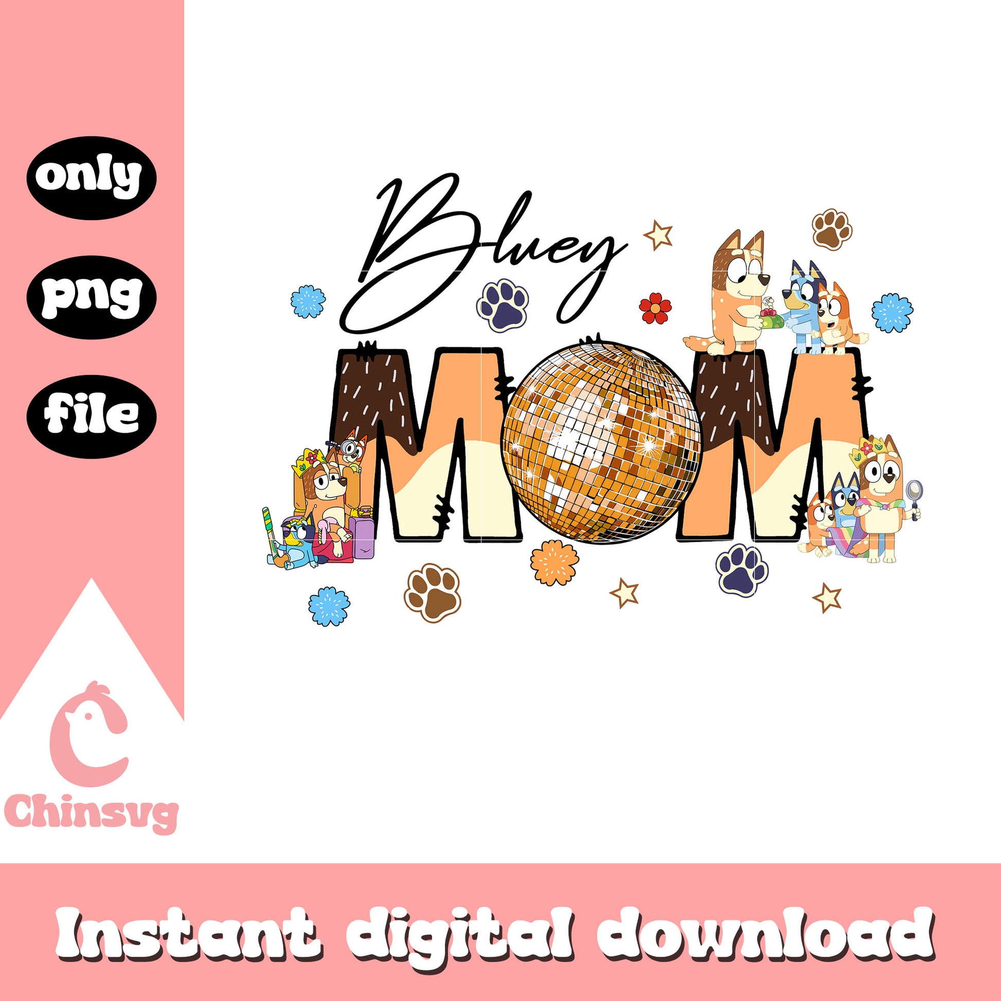 Bluey mom disco ball png, Bluey mom character png, bluey chilli mom png