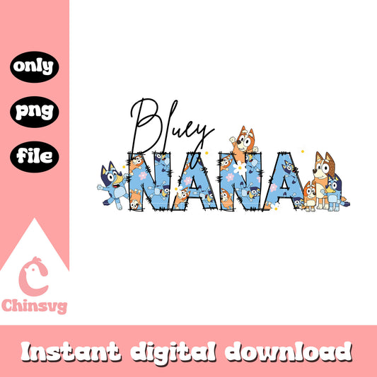 Bluey nana font design png, bluey and bingo png, cartoon png