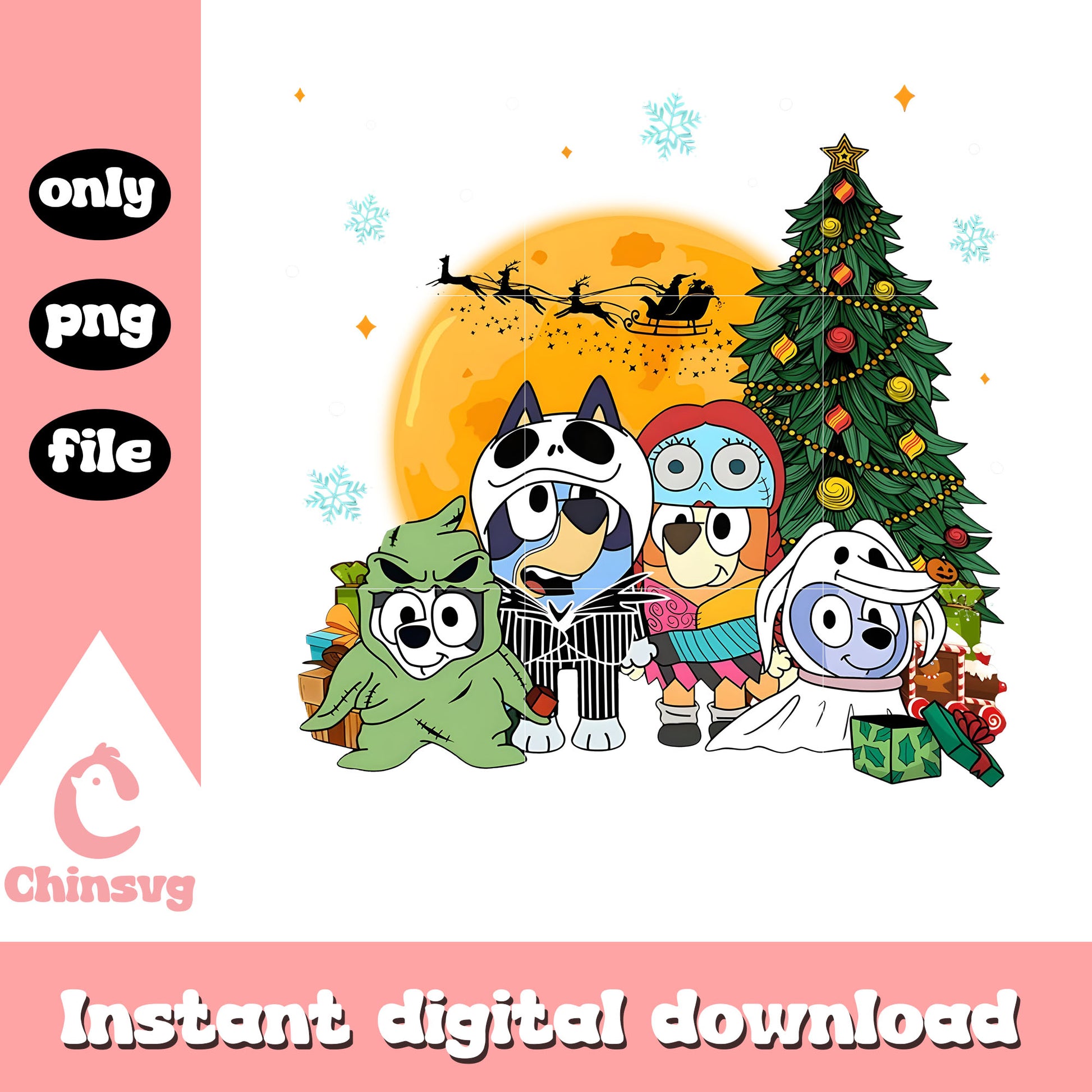 Bluey nightmare before christmas png, Bluey costume png