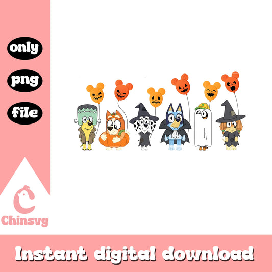 Bluey trick or treat halloween png, bluey halloween png​