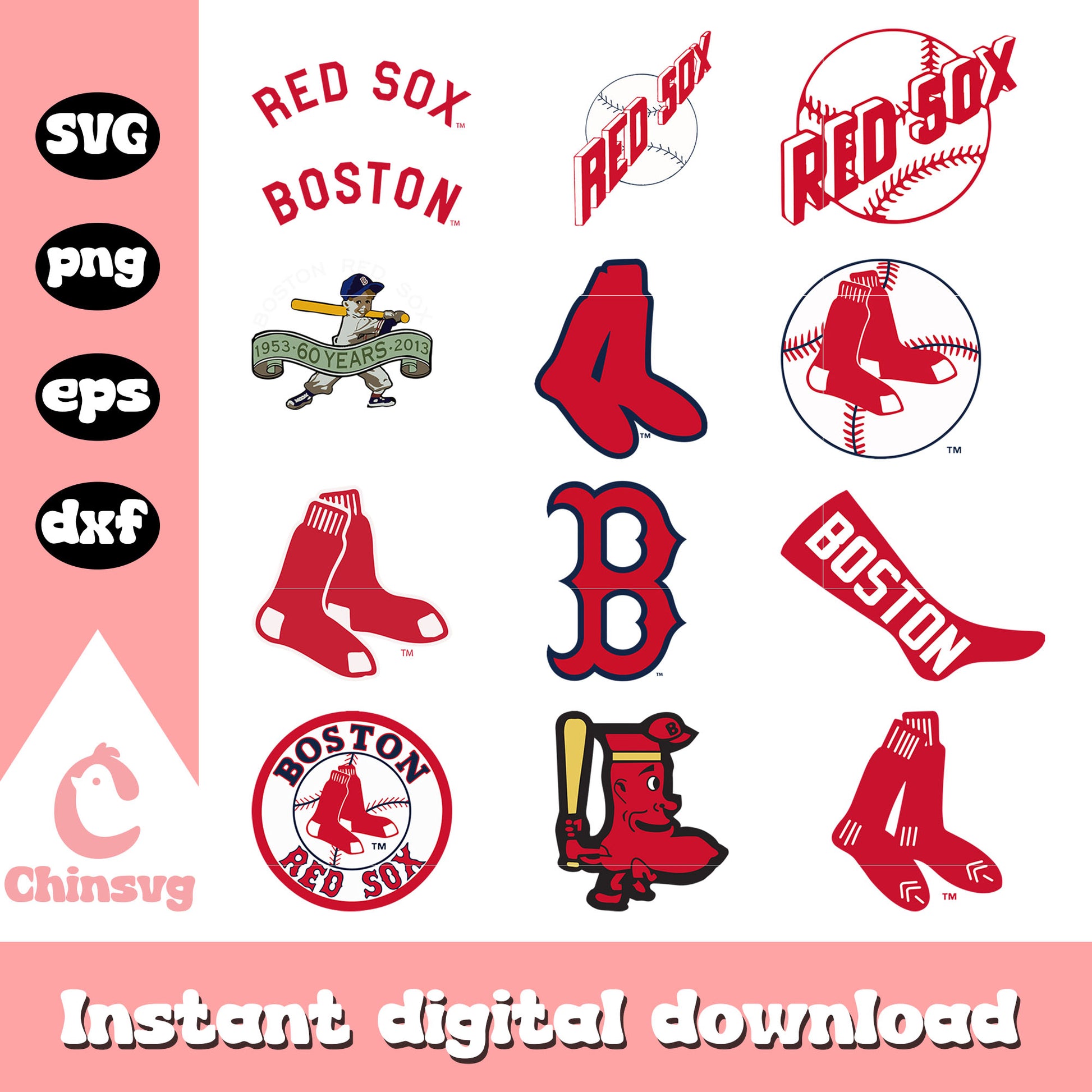 Boston red sox logo bundle svg, boston red sox​ svg, baseball logo​ svg